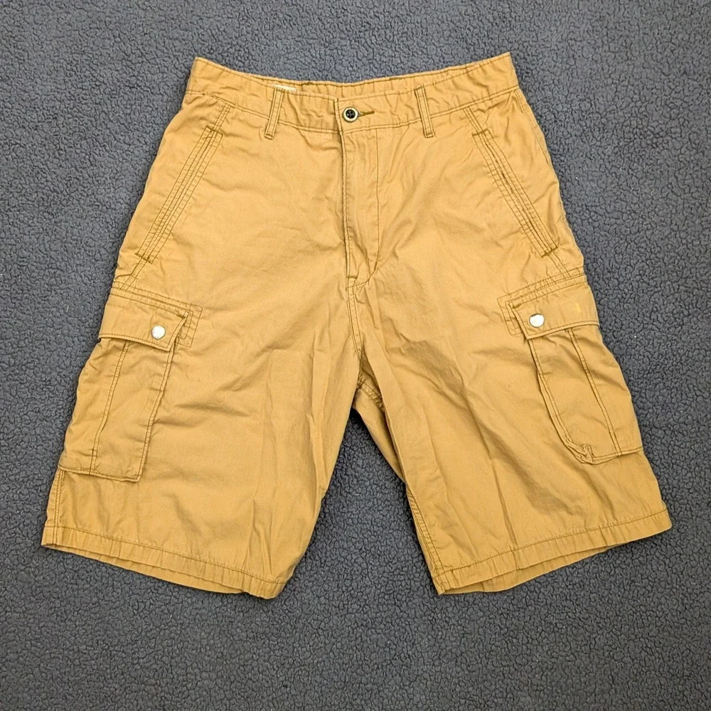 Levis Mens Tan Khaki Ripstop Cargo Shorts Size 30 Utility Multi Pocket 13581
